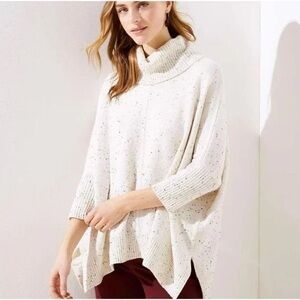 LOFT Speckled Cream Turtleneck Sweater